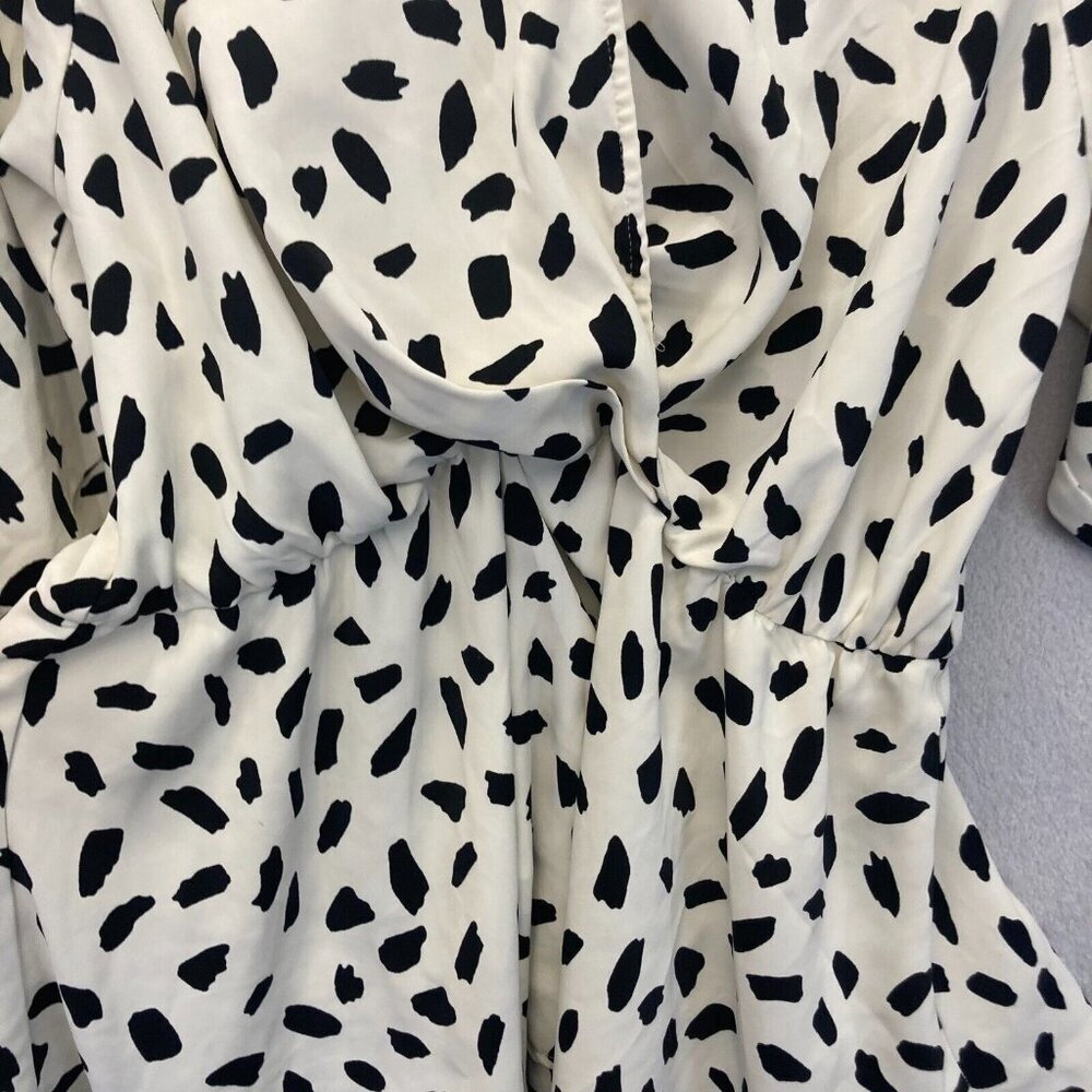 Umgee Dalmatian Tiered Ruffle Dress Size Large White Polka Dot 3/4 Sleeve Spring - Picture 8 of 13